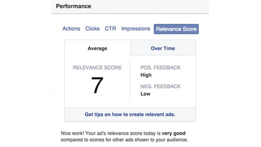 New Facebook feature: Ads Relevance Score